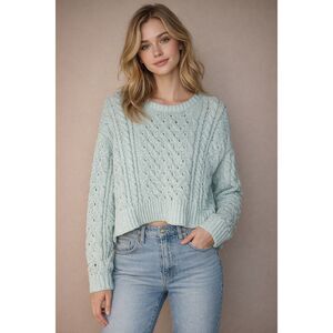 Aero Hygee ocean blue chunky knit academia sweater medium #722